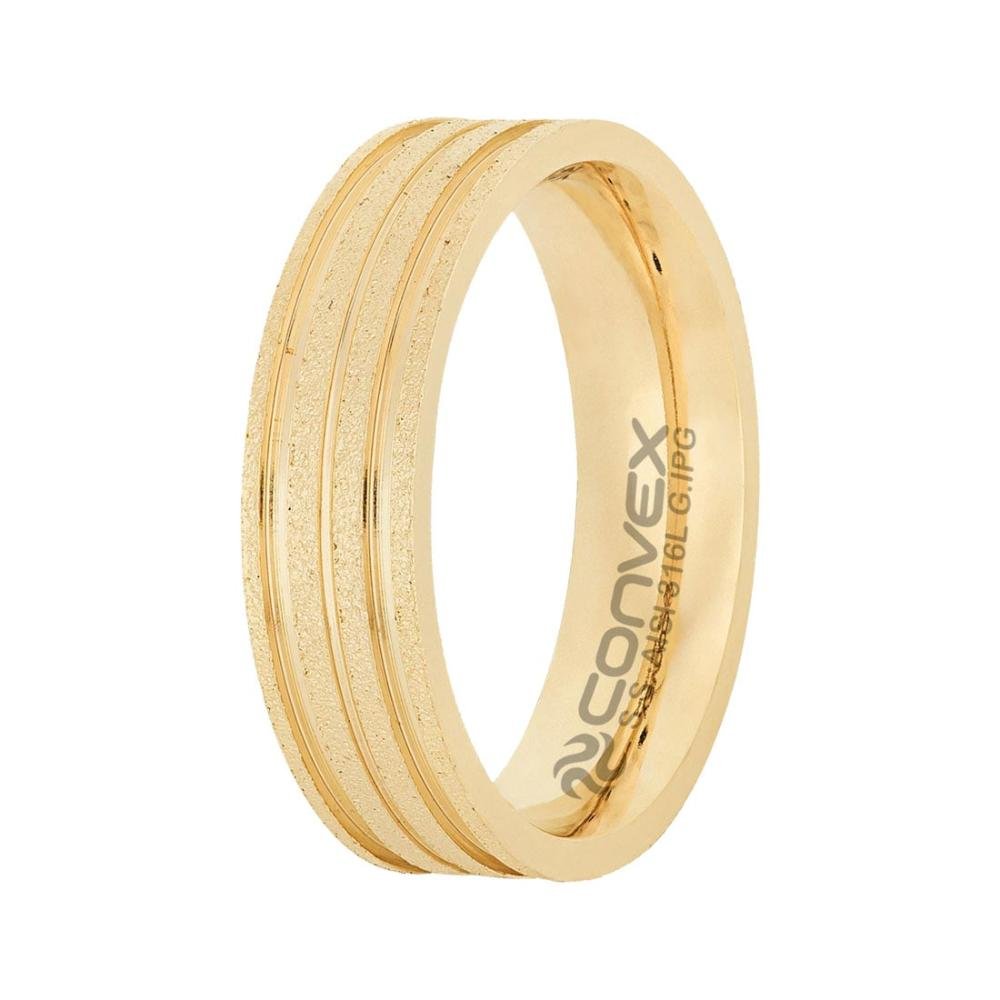 Aliança de Namoro Theos 6mm Gold IPG com GTR Dourado 1