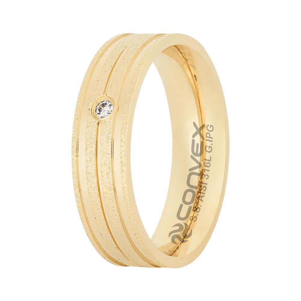 Aliança Théa 6mm Gold IPG com GTR e Zircônia Dourado 1