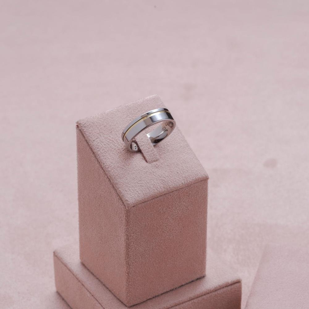 Aliança Aço Londres 6mm com Filete Lateral Gold IPG Prata 2