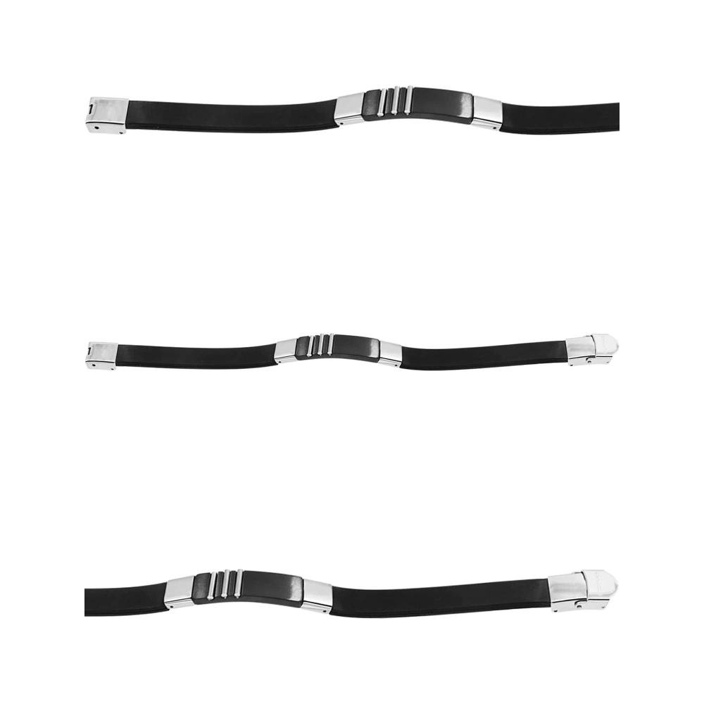 Pulseira Aço Caucciù com Chapa Abaulada 11mm 21cm Prata 2
