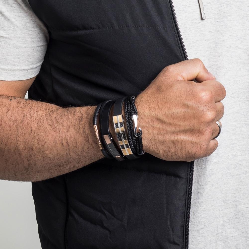 Pulseira Aço Duo Black e Rose IPR Fecho com Zircônia 5mm Multicores 3