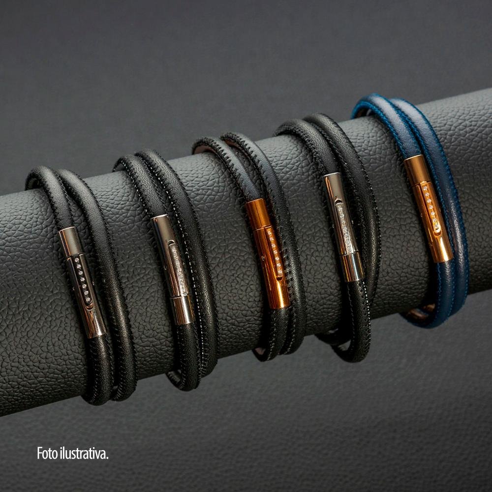 Pulseira Aço Duo Black e Rose IPR Fecho com Zircônia 5mm Multicores 5