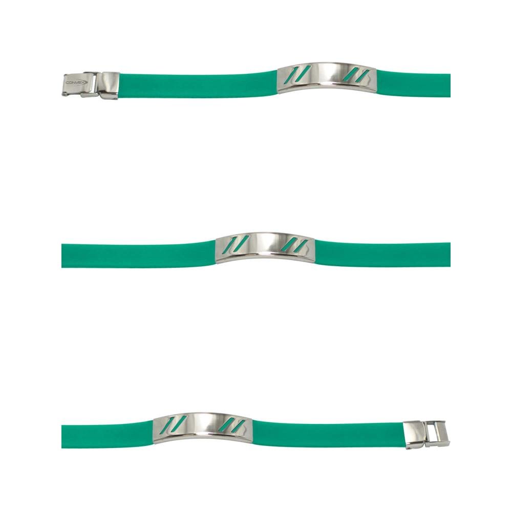 Pulseira Aço Color Teen Verde c/ Desenho Diagonal 10mm 21cm Verde 2