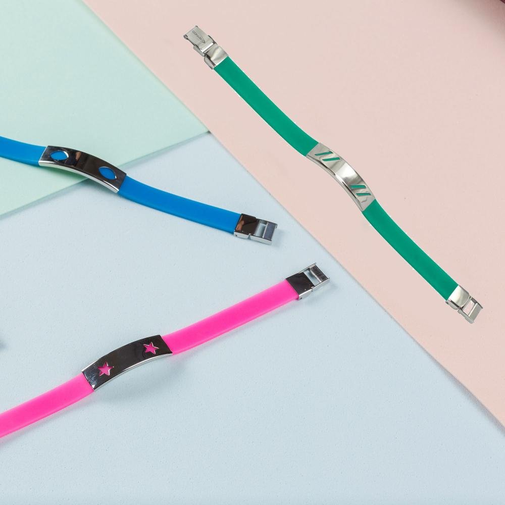 Pulseira Aço Color Teen Verde c/ Desenho Diagonal 10mm 21cm Verde 3