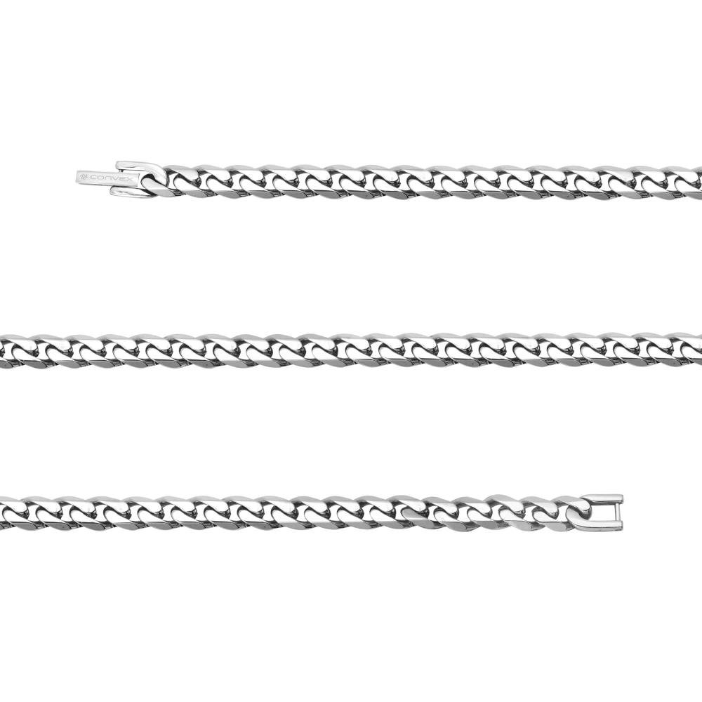 Pulseira Aço Groumet Achatada Abaulada 4.70mm 21cm Prata 3