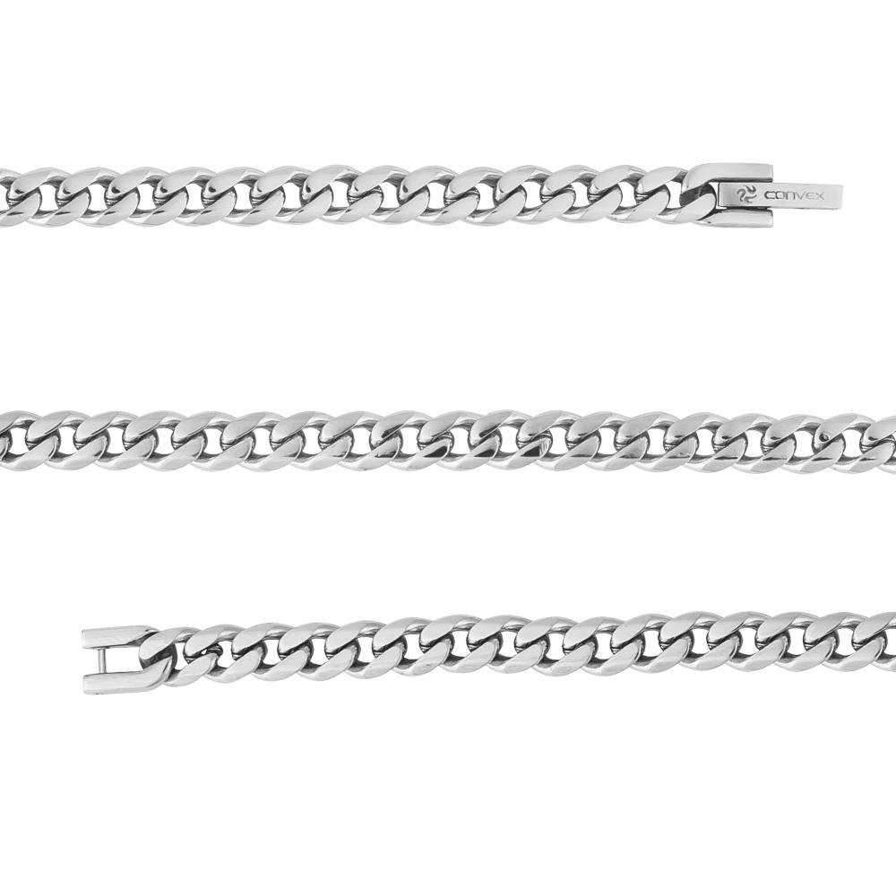 Pulseira Aço Groumet Achatada Abaulada 4.70mm 21cm Prata 4