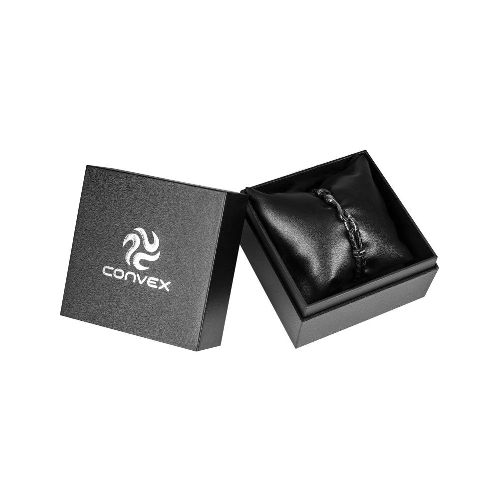 Pulseira Aço Couro Fish Hook 9mm Preto 2