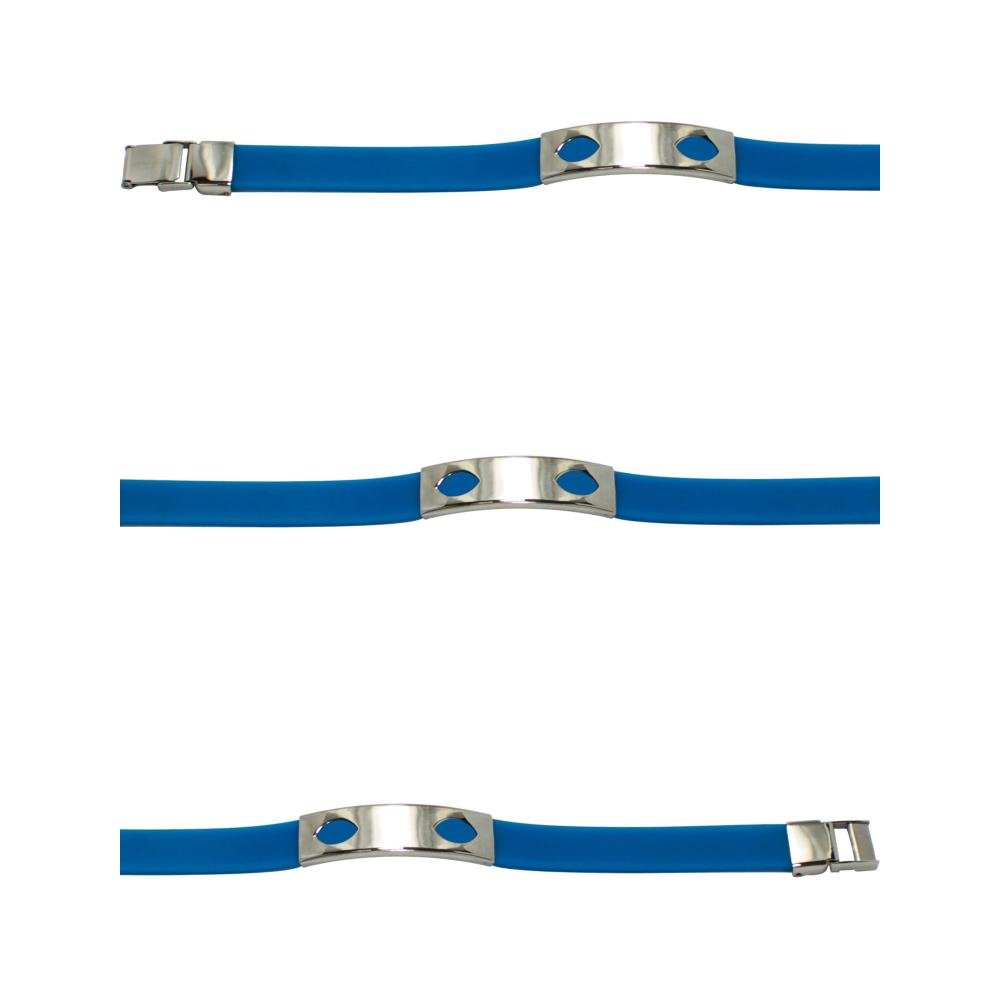 Pulseira Aço Color Teen Azul c/ Desenho Oval 10mm 21cm Azul 2