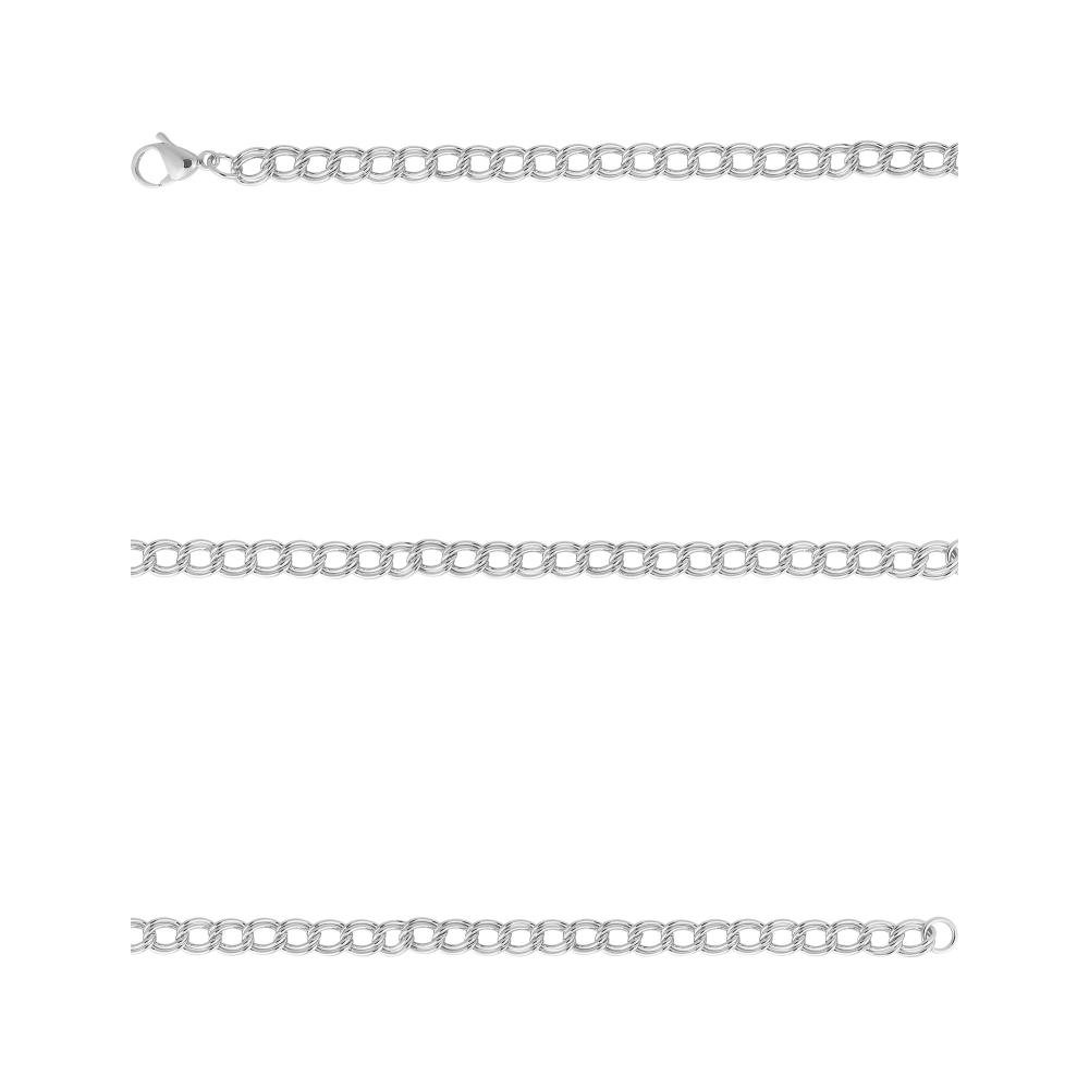 Pulseira Aço Groumet Elos Duplos 6.50mm 21cm Prata 2