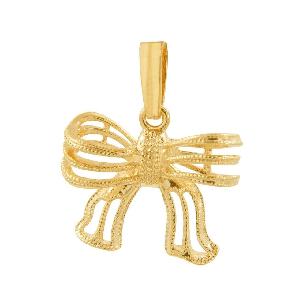 Pingente Prata c/ Ouro 18K Laço 17x14mm Dourado 1