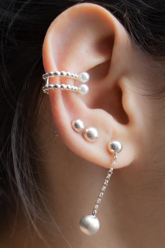 Piercing Prata ORB Pressão c/ 2Per C14 L12 A6mm Prata 2