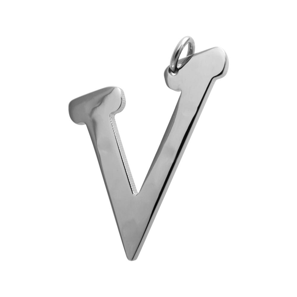 Pingente Aço Letra V Prata 1