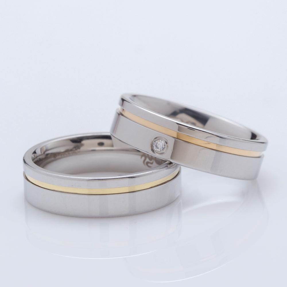 Aliança Aço Plus 6mm Filete Lateral em Ouro Prata 3