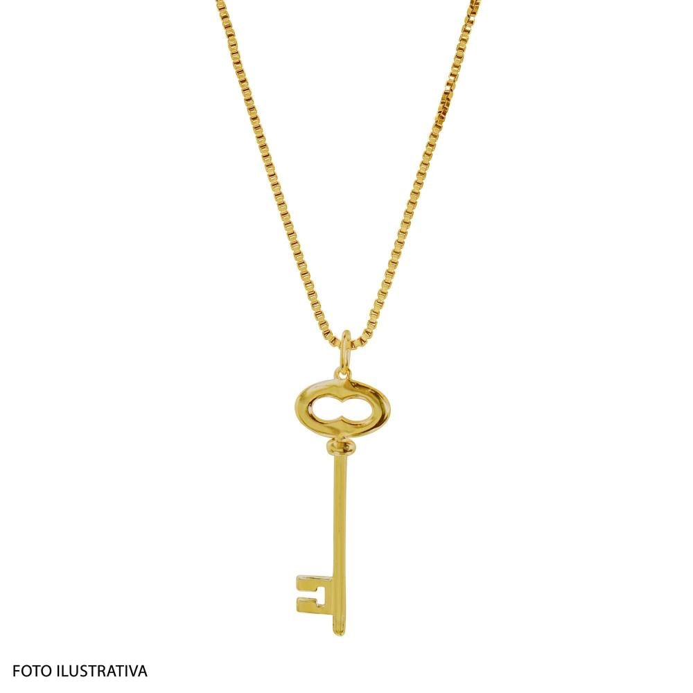 Pingente Prata c/ Ouro 18K Chave 37x13mm Dourado 2