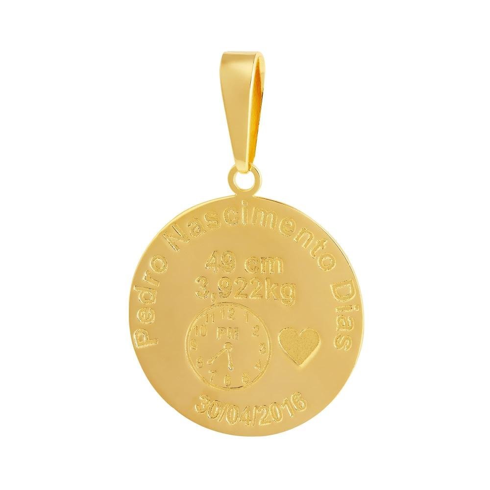 Pingente Aço Mandala Nascimento Coração 27mm Gold IPG Dourado 1