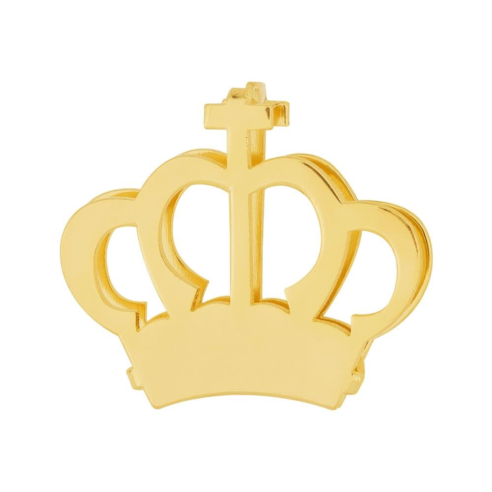 Pingente Aço Hit Coroa Vazada 16.5mm Gold IPG Dourado 1