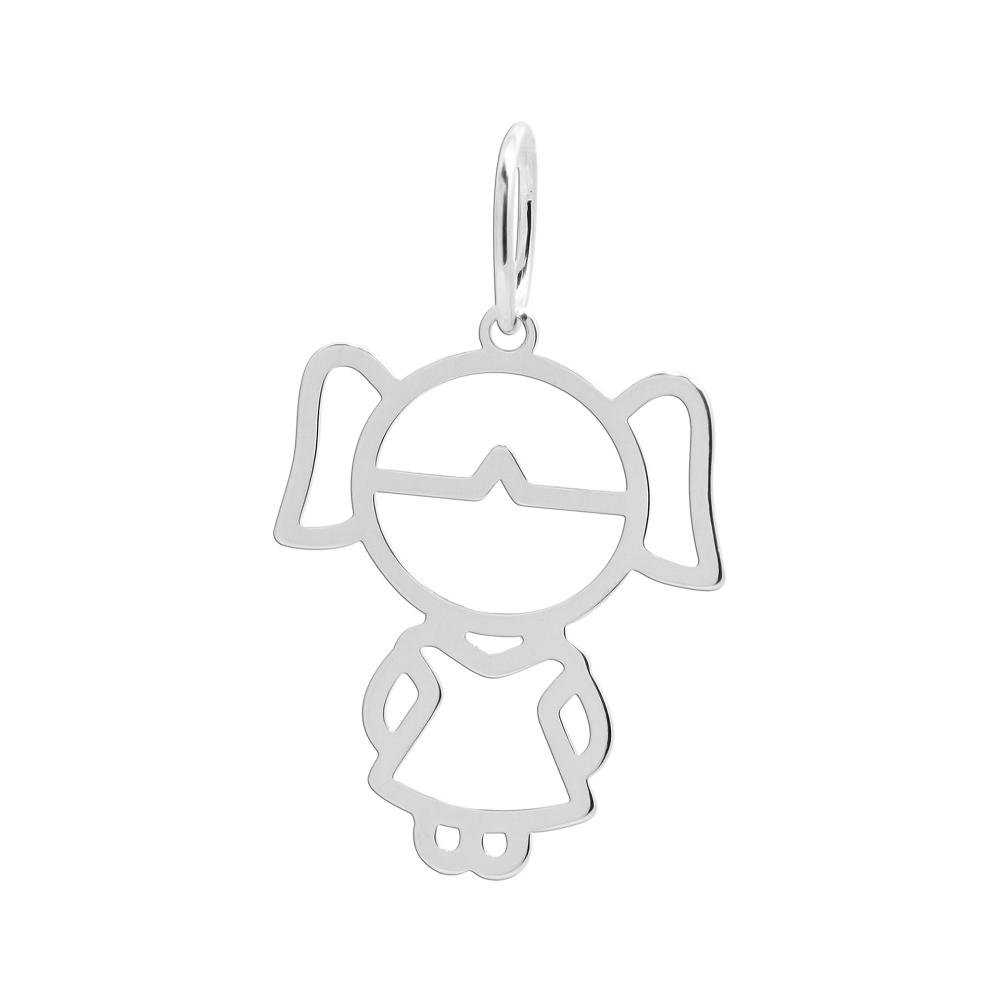 Pingente Prata Menina Laser 16x13mm Prata 1