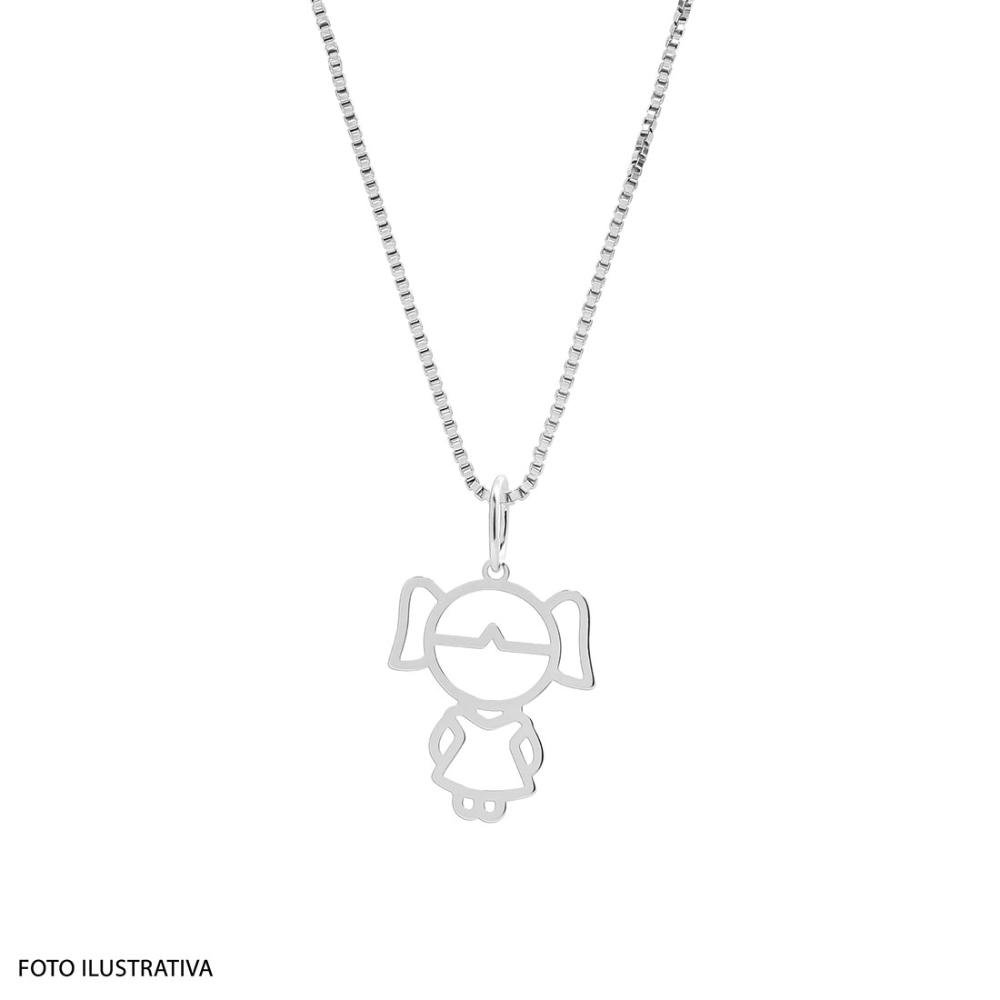 Pingente Prata Menina Laser 16x13mm Prata 2