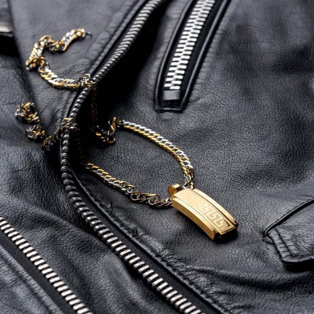 Pingente Aço Grego 45x15mm IPG Dourado 3