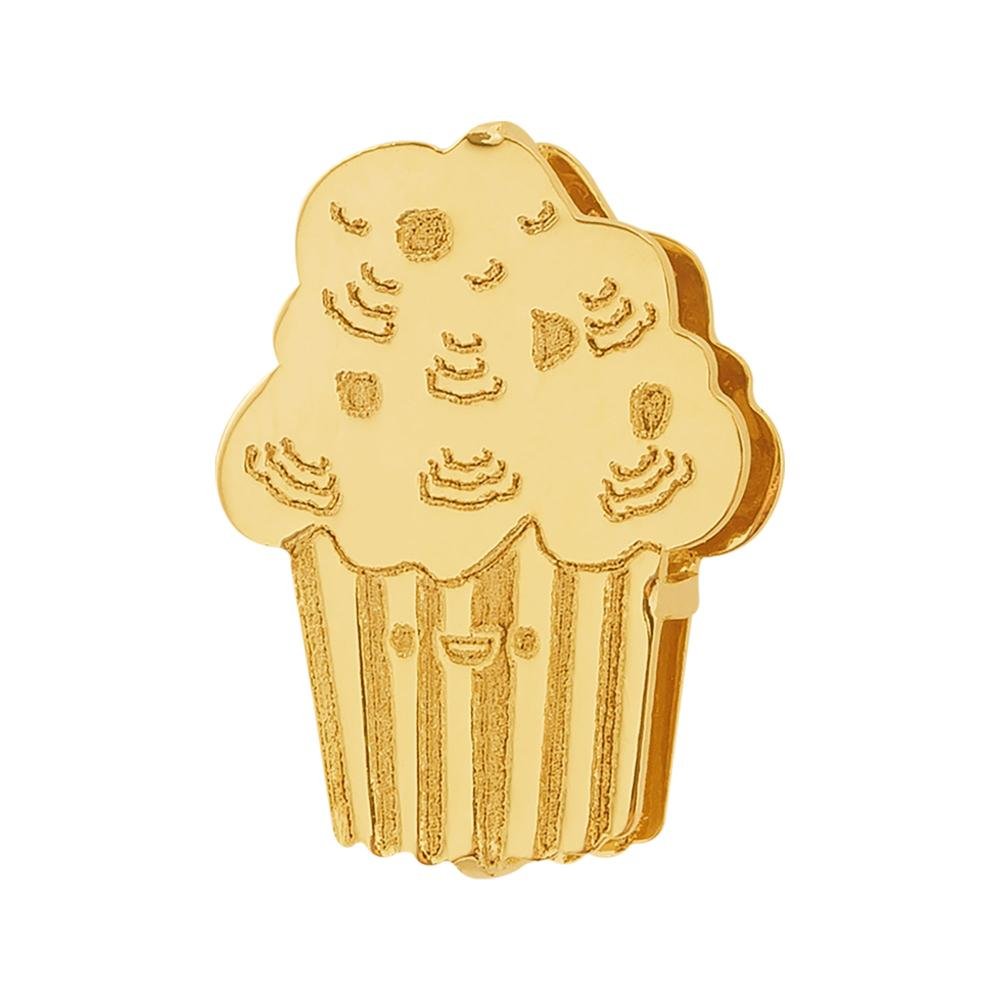 Pingente Aço Hit Cupcake 11.5mm Gold IPG Dourado 1
