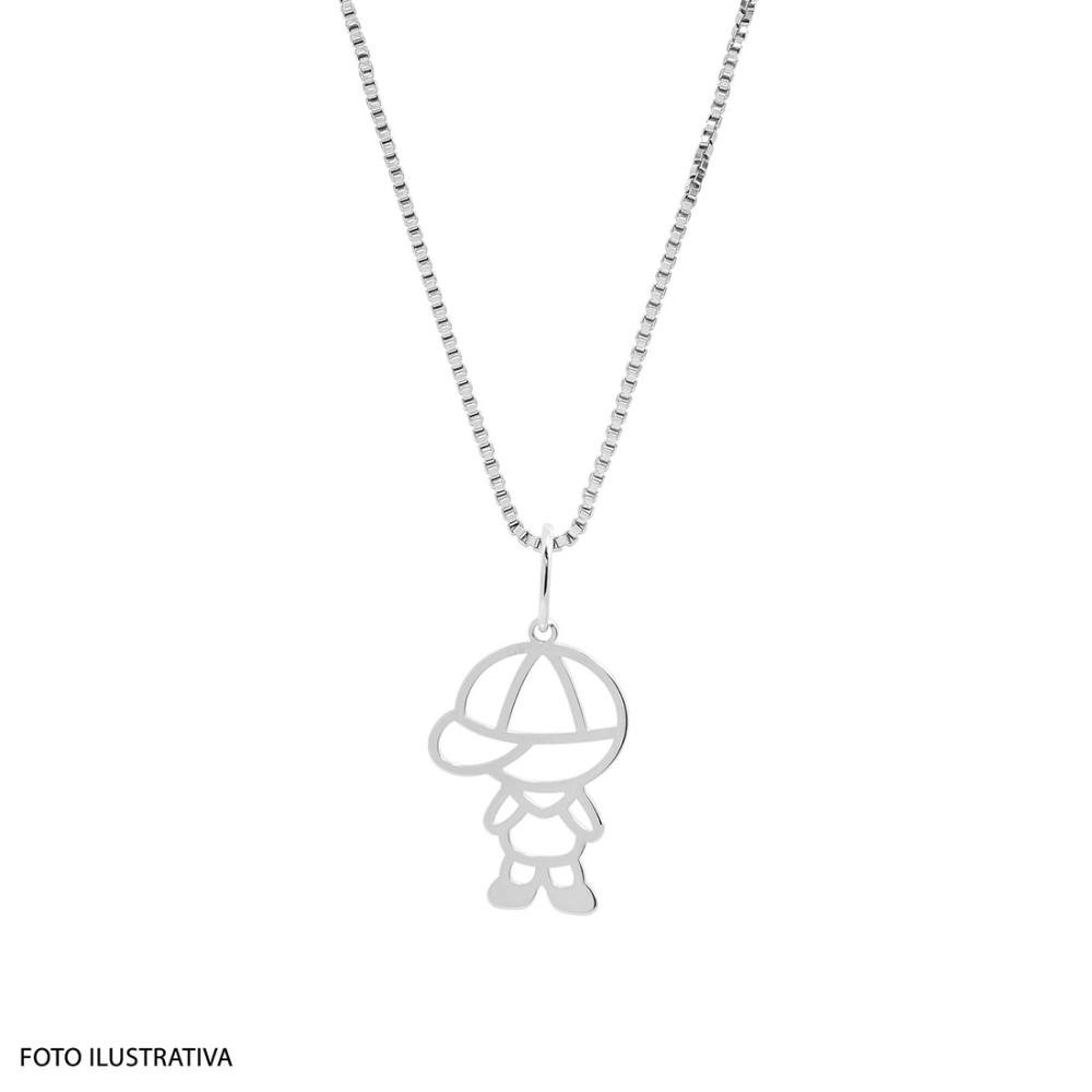 Pingente Prata Menino Laser 17x11mm Prata 2