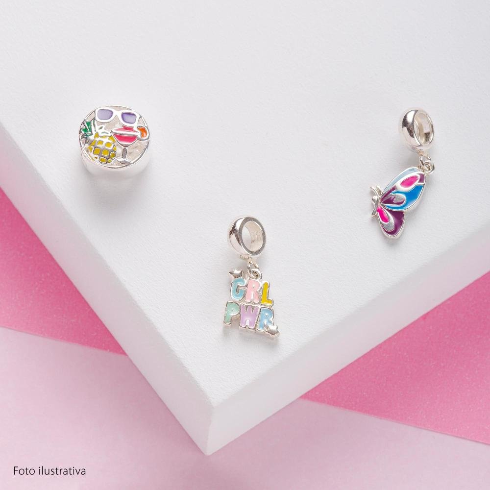 Pingente Prata Link Emoji Férias Color 11mm Prata 2