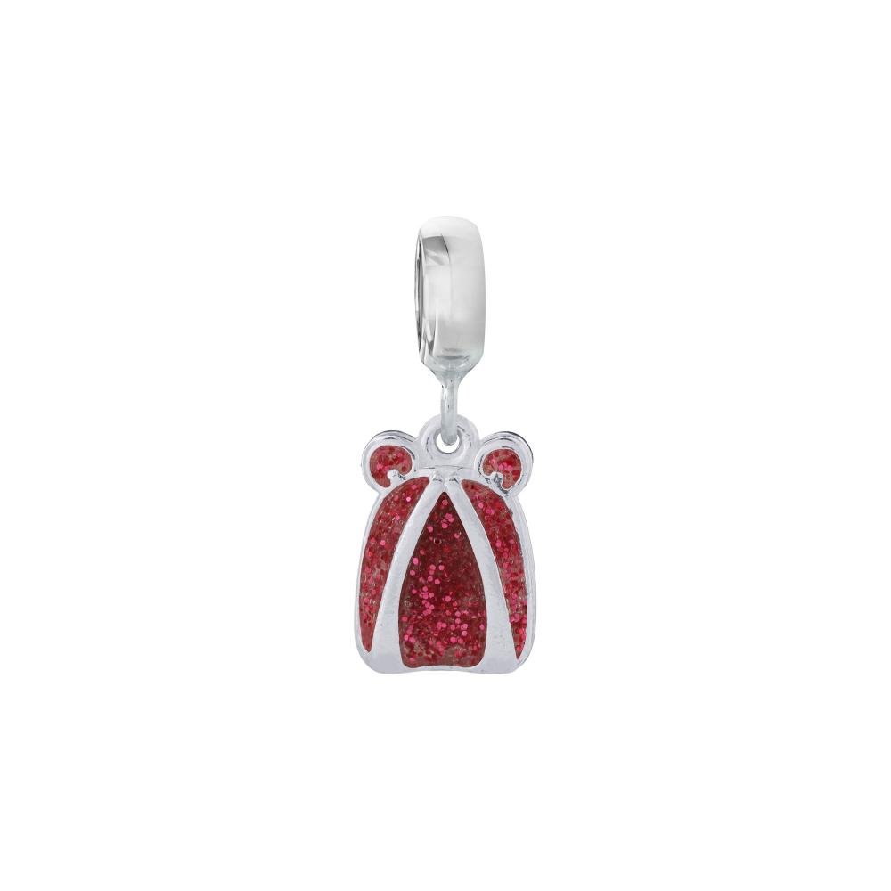 Pingente Prata Link Mochila com Resina Rosa e Glitter Prata 3