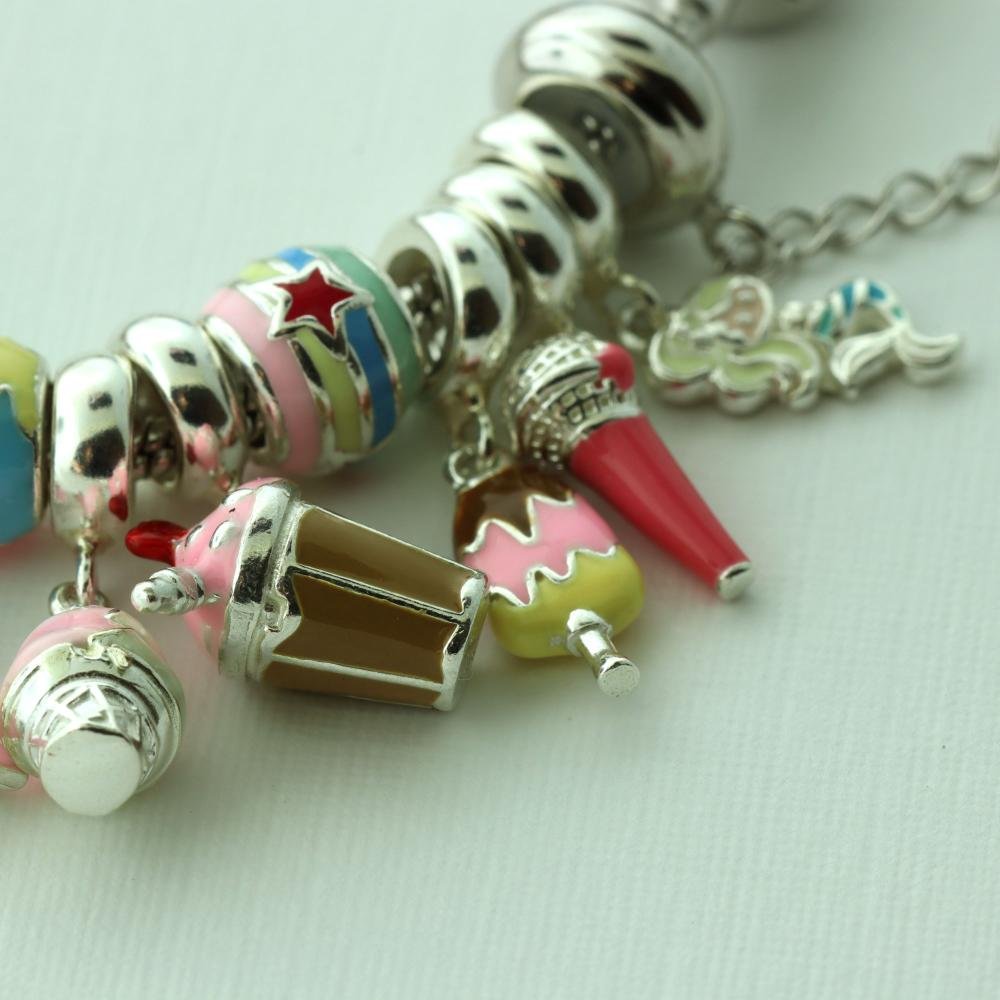 Pingente Prata Link Sorvete Napolitano com Resina Colorida Prata 3