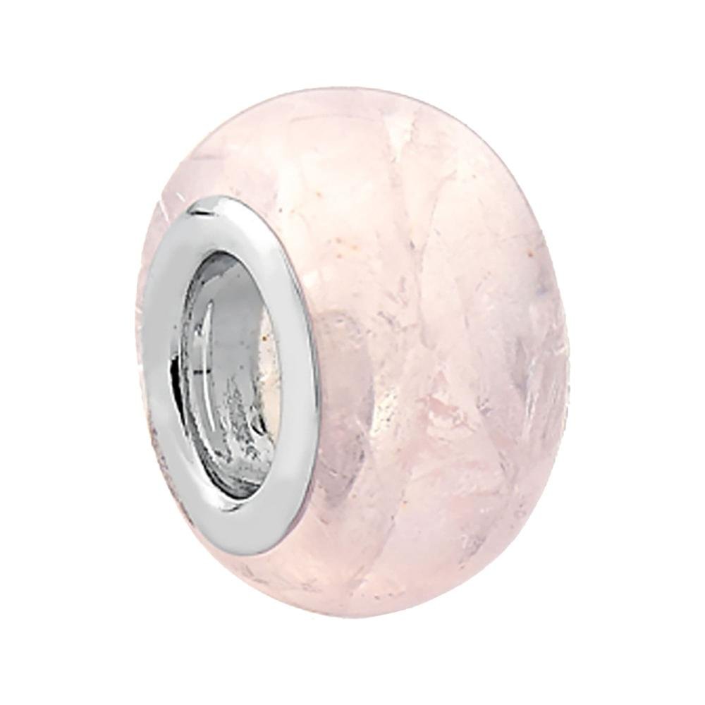 Pingente Prata Link Tubo Separador com Resina Rosa 5x12mm Prata 1