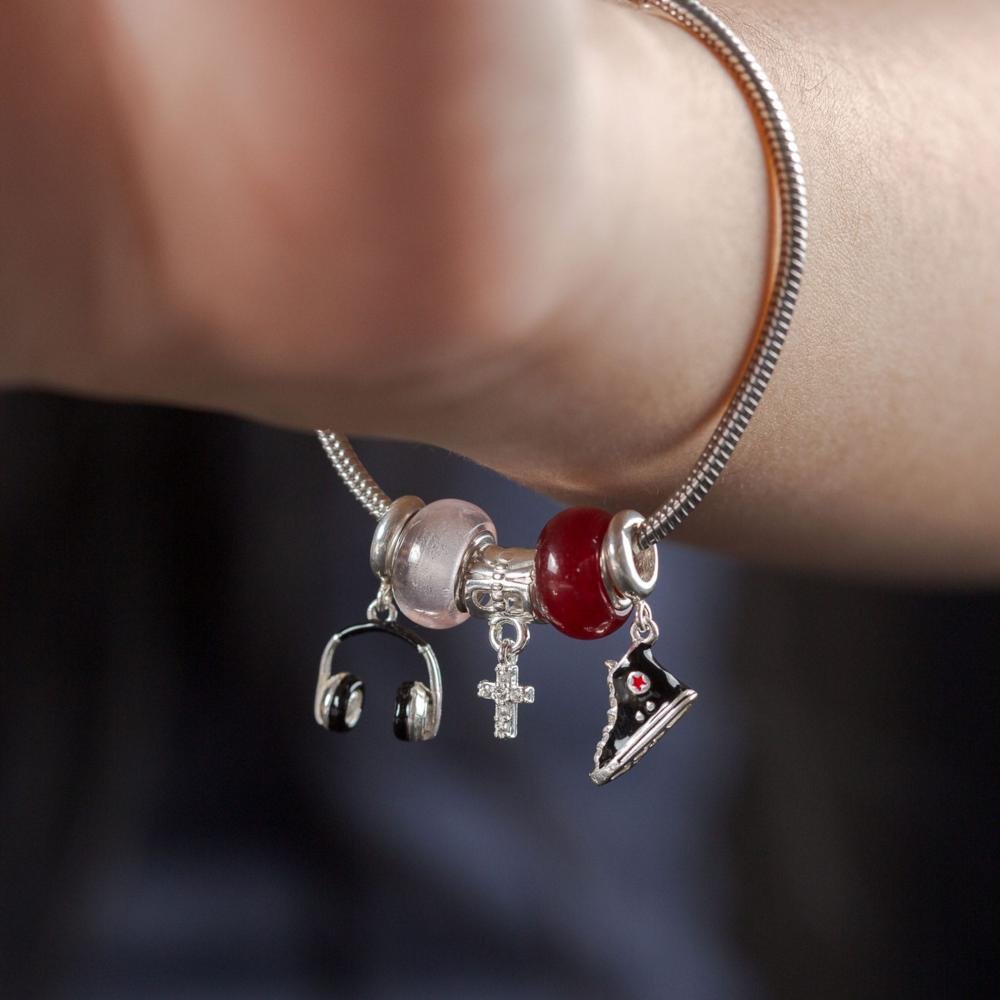 Pingente Prata Link Tubo Separador com Resina Rosa 5x12mm Prata 2