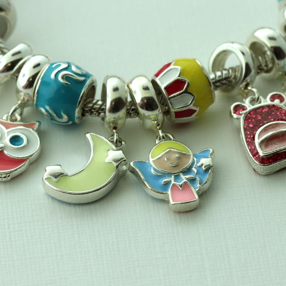 Pingente Prata Link Fada com Resina Azul e Rosa Prata 4