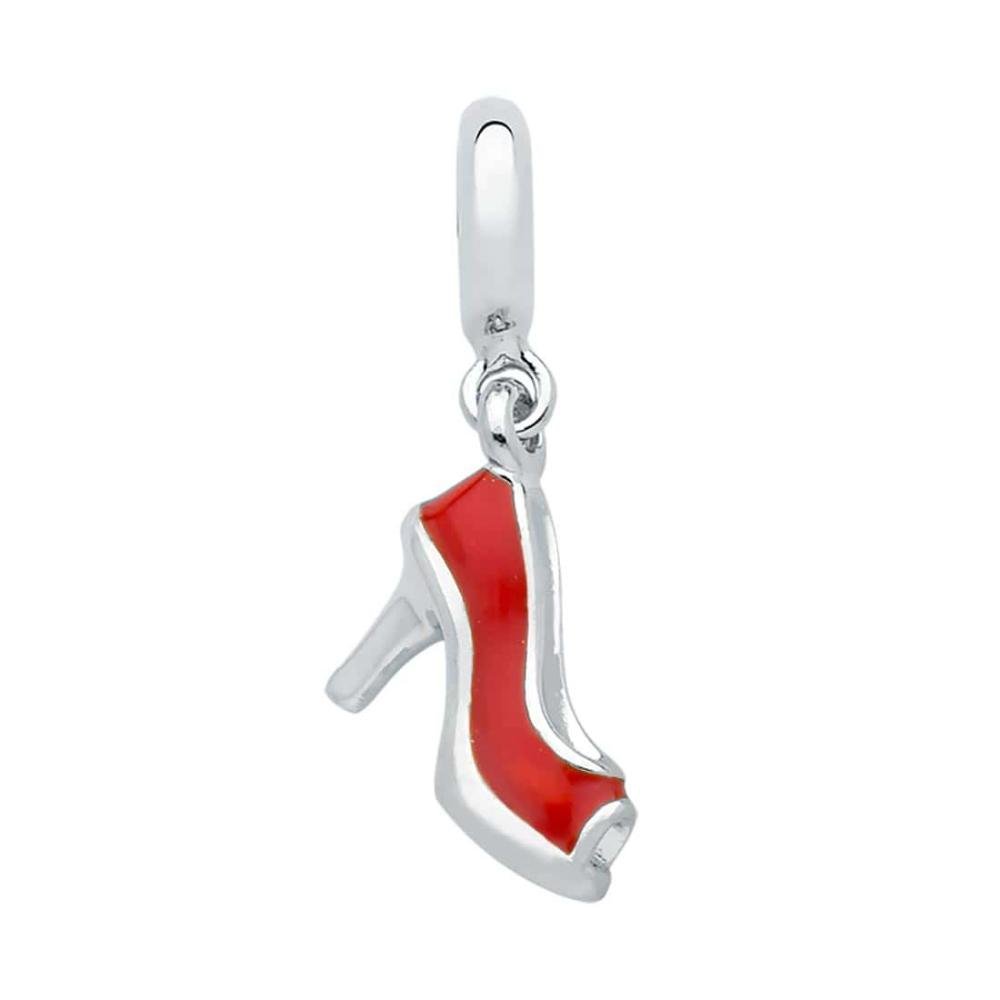Pingente Prata Link Sapato Vermelho Pendente 24x8.50mm Prata 1