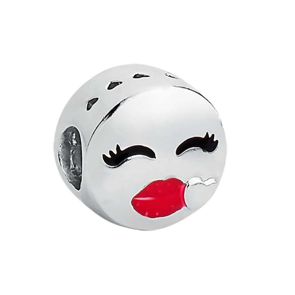 Pingente Prata Link Emoji Garota Charm 11mm Prata 1