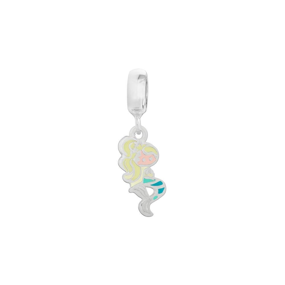 Pingente Prata Link Sereia com Resina Prata 2