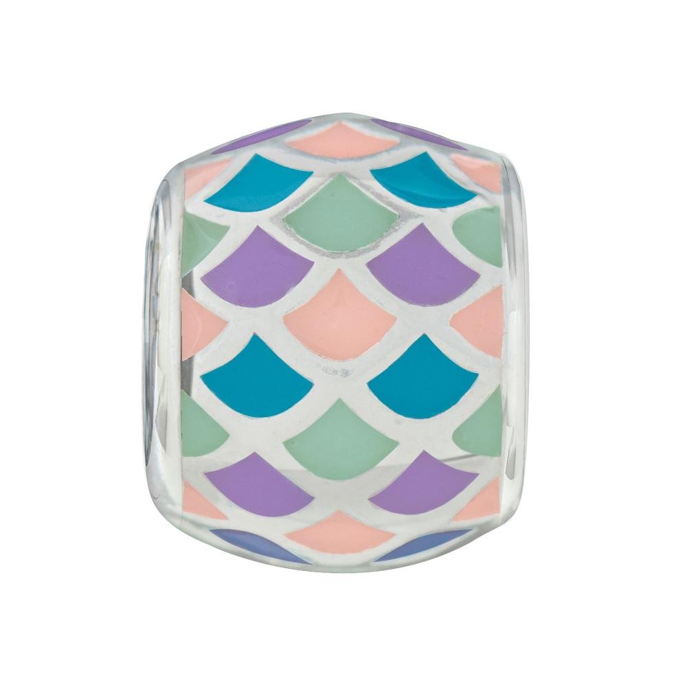 Pingente Prata Link Tubo Separador Escama de Sereia Prata 2