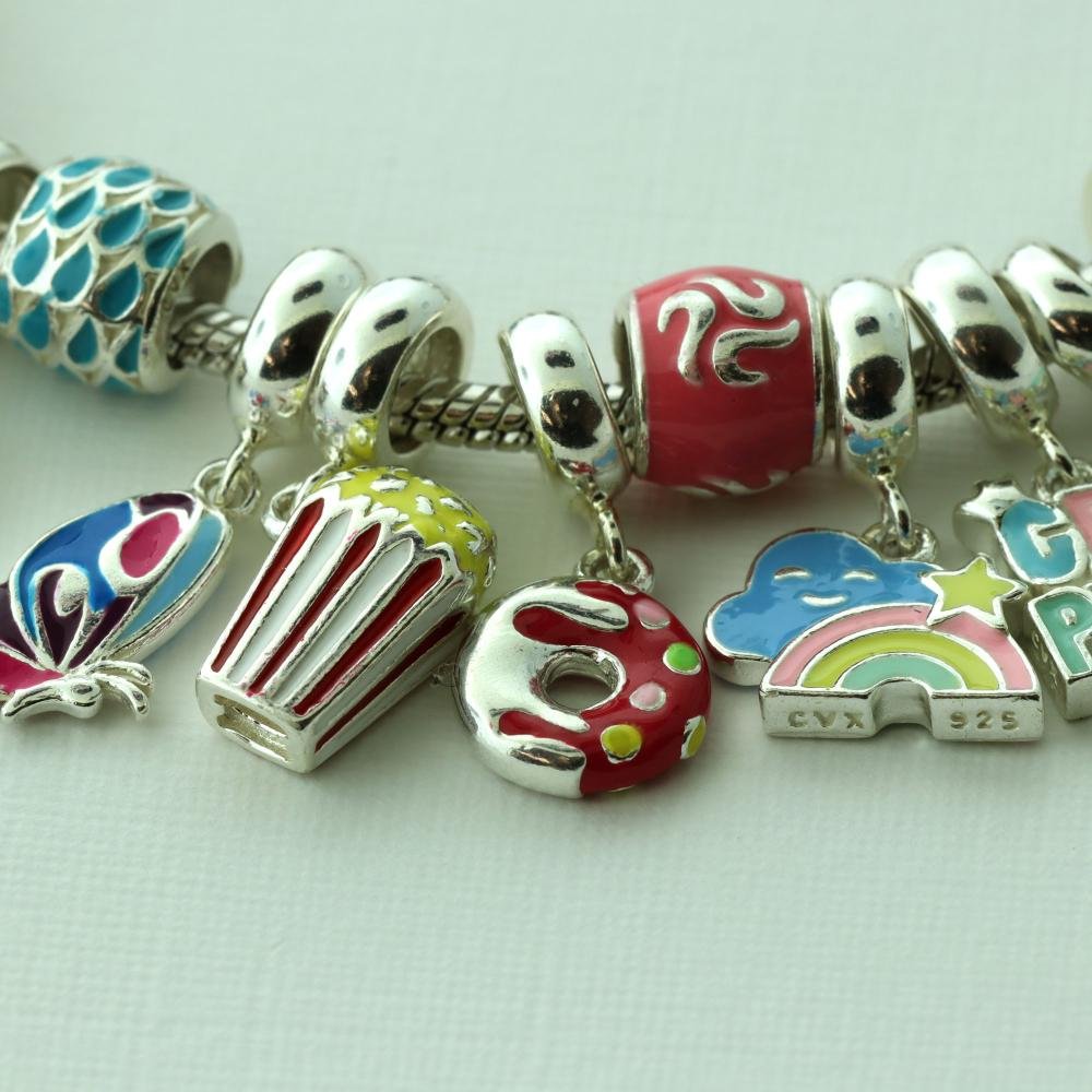 Pingente Prata Link Donut com Resina Colorida Prata 3