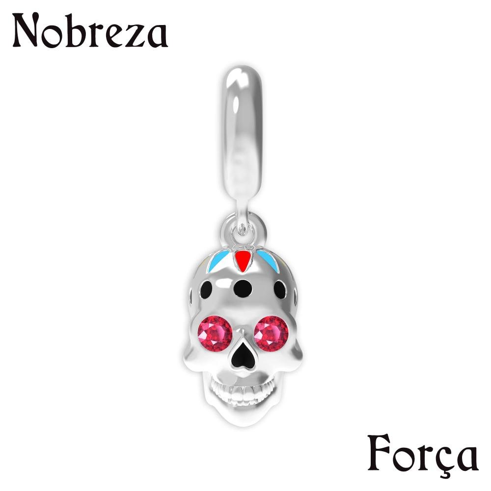 Berloque de Prata La Catrina Caveira Adelita com Resina Prata 7