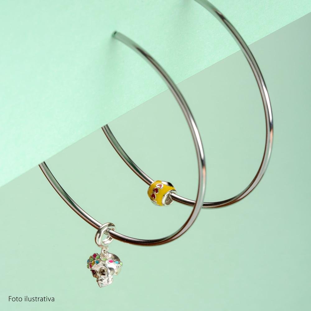 Berloque de Prata La Catrina Caveira Elinor Separador com Resina Prata 6