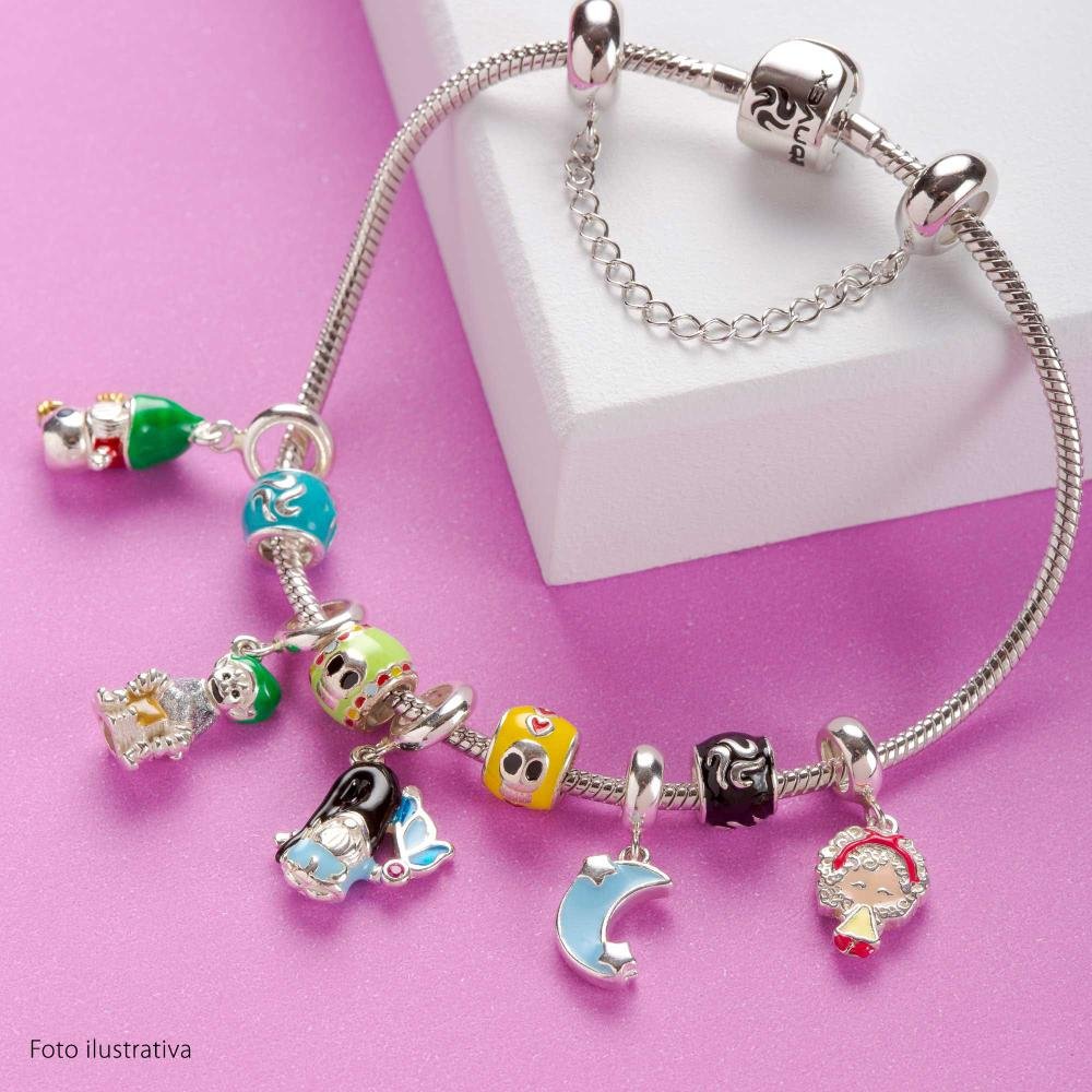 Berloque de Prata La Catrina Caveira Elinor Separador com Resina Prata 7