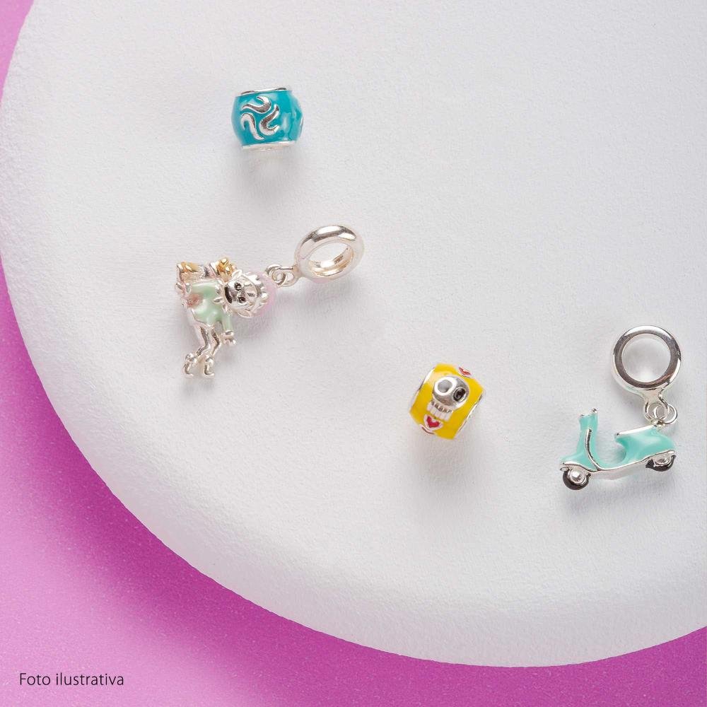 Berloque de Prata La Catrina Caveira Elinor Separador com Resina Prata 8