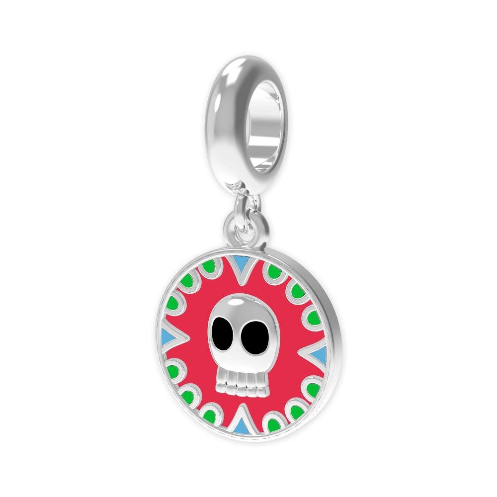 Berloque de Prata La Catrina Caveira Maia Link com Resina Prata 2