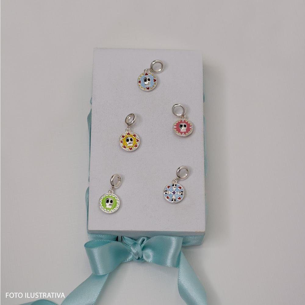 Berloque de Prata La Catrina Caveira Maia Link com Resina Prata 5