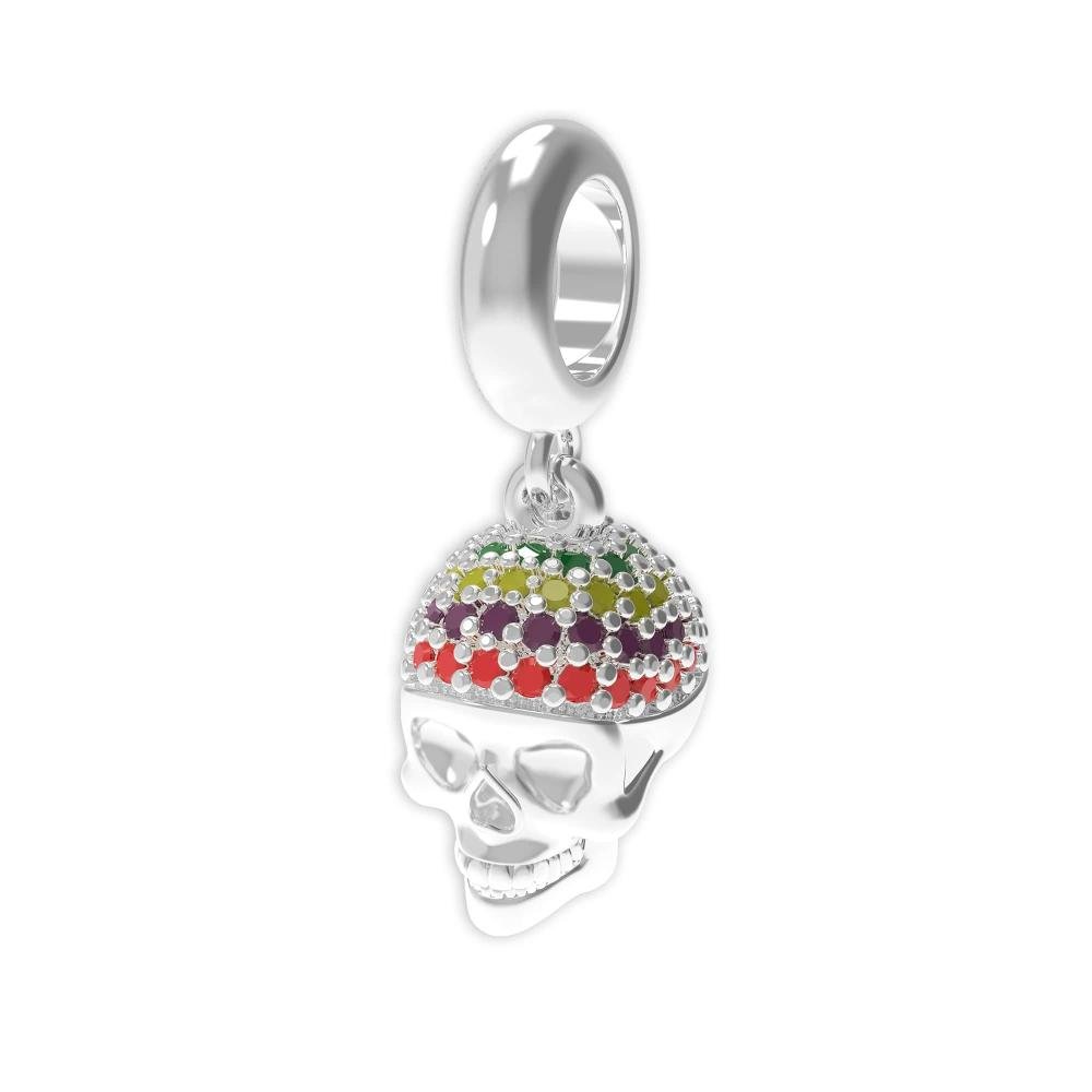 Berloque de Prata La Catrina Caveira Mila com Zircônias Prata 2