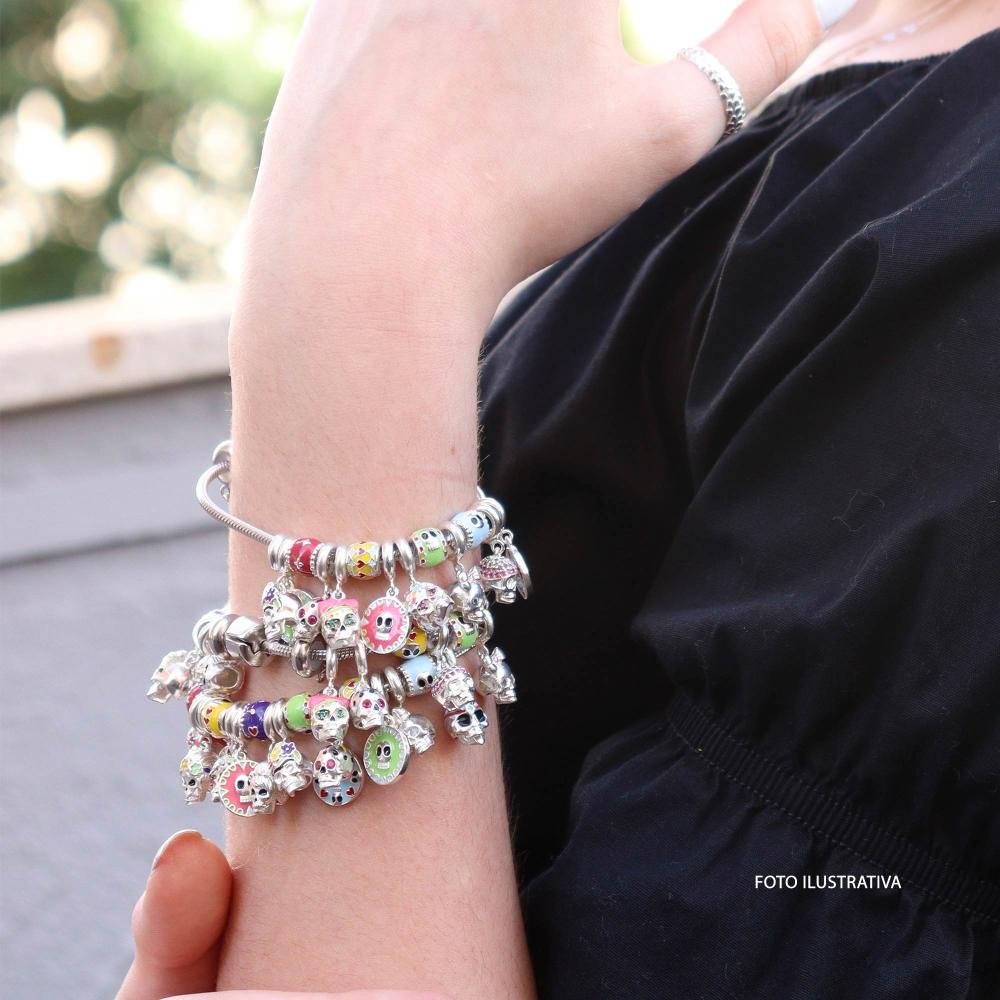 Berloque de Prata La Catrina Caveira Mila com Zircônias Prata 6