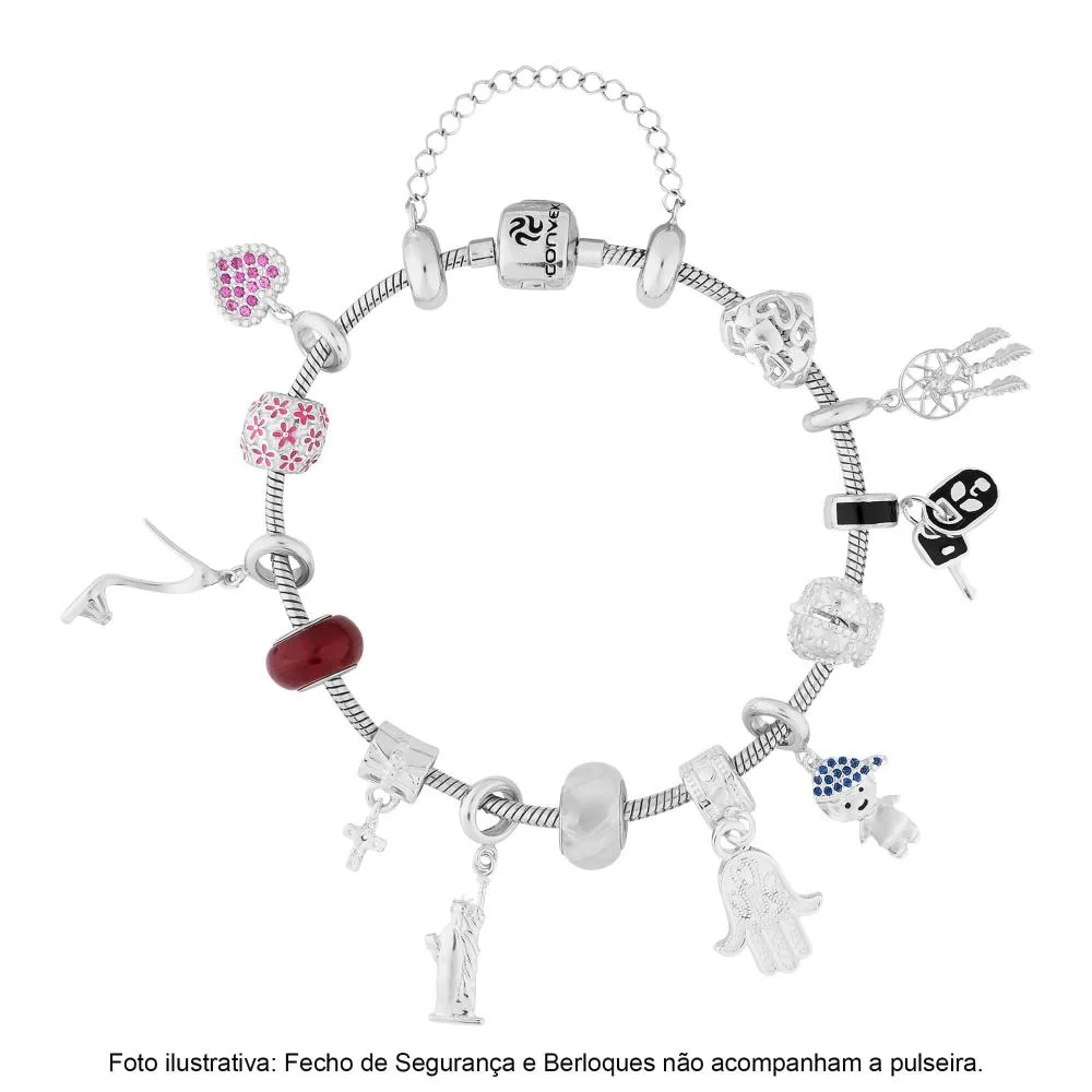 Pulseira Berloque de Prata Link 15cm Prata 3