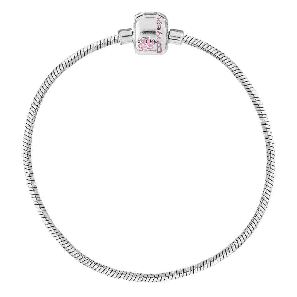 Pulseira Berloque de Prata Infantil com resina Rosa 13cm Prata 1