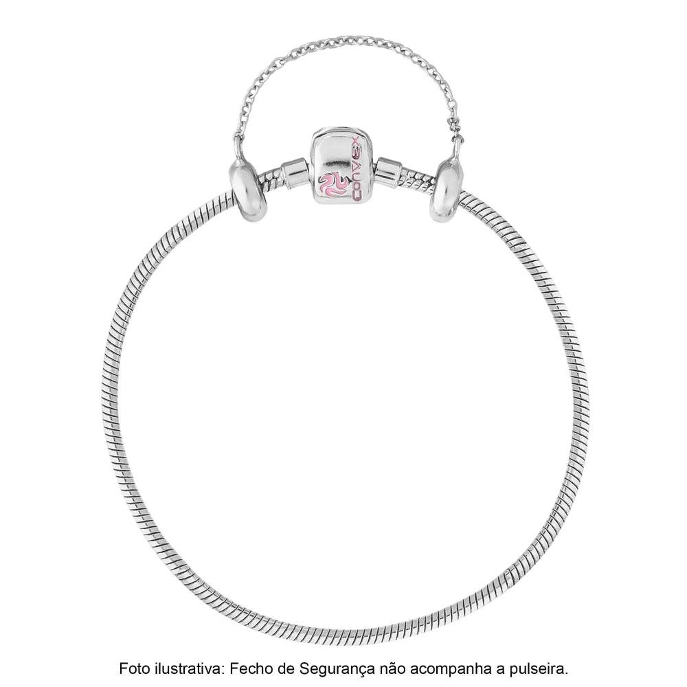 Pulseira Berloque de Prata Infantil com resina Rosa 13cm Prata 2