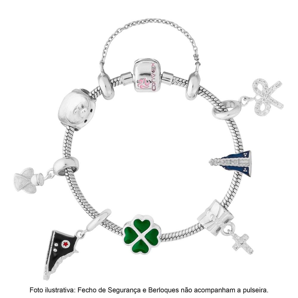 Pulseira Berloque de Prata Infantil com resina Rosa 13cm Prata 3