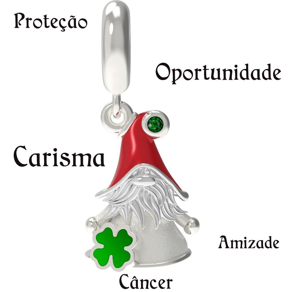 Berloque de Prata Gnomo do Signo de Câncer Link de com Resina Prata 8