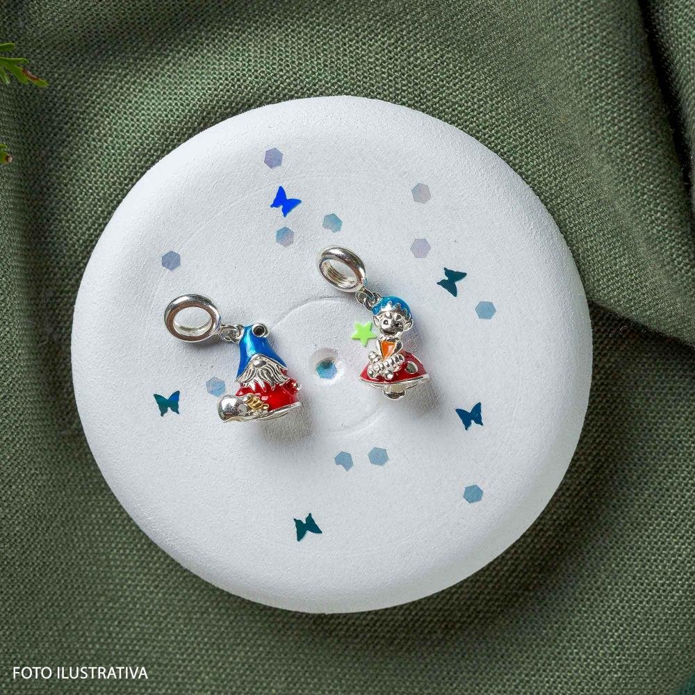 Berloque de Prata Duende Signo de Gêmeos Link com Resina Prata 5